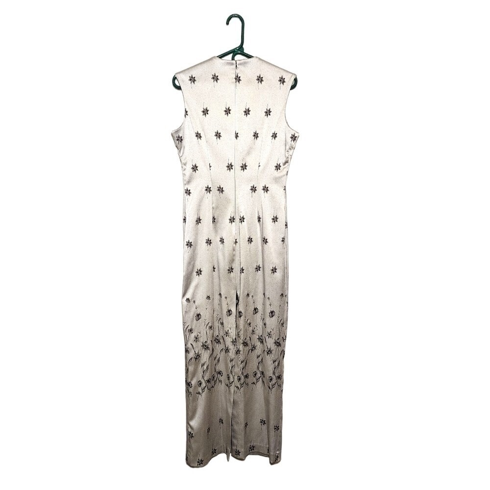HARLOW NITES VINTAGE 90s Silver Bodycon‎ Maxi Dress Y2K Glam Size L - Picture 3 of 9